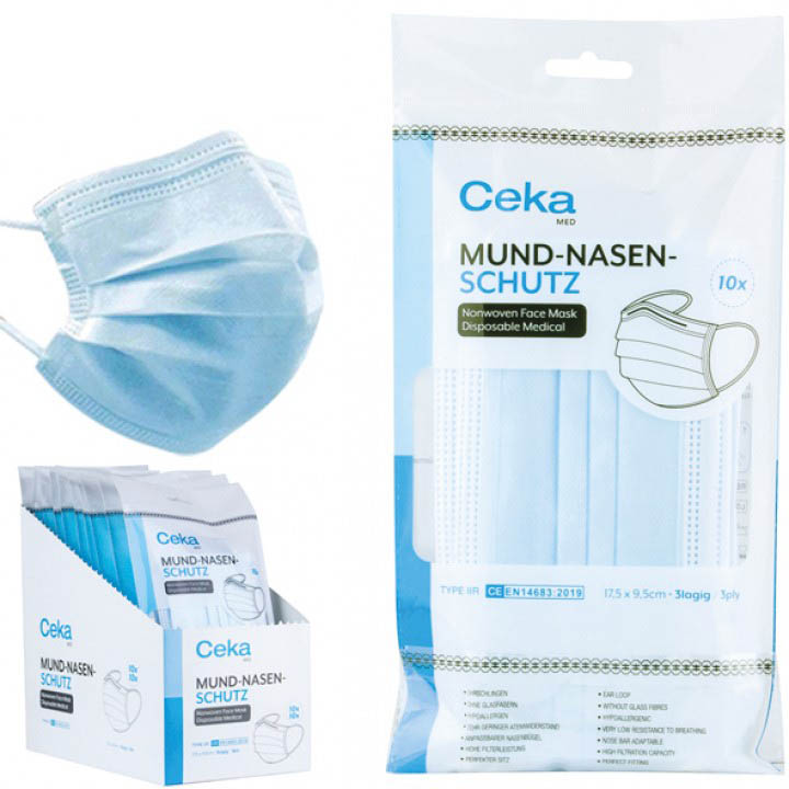 Face Mask 3ply BFE Type IIR EN14683 10pc